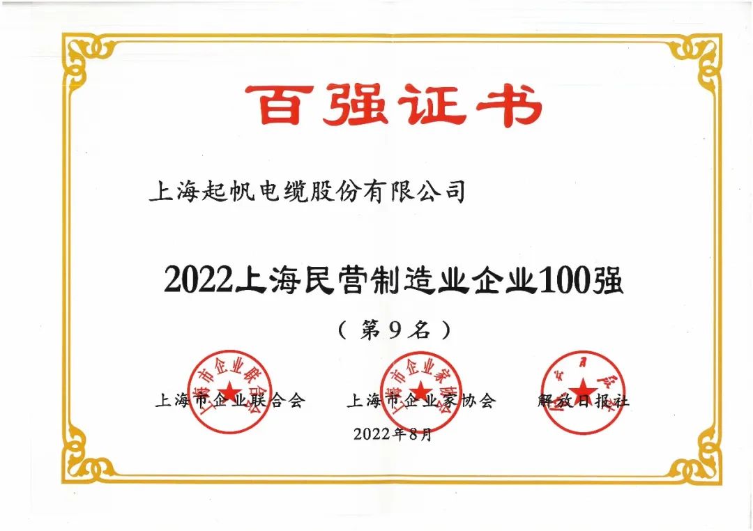 2022年上海民營(yíng)制造企業(yè)100強(qiáng)